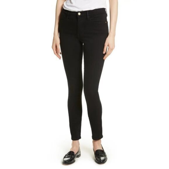 Frame Le Skinny de Jeanne Black Denim Jeans 25 - Picture 1 of 5
